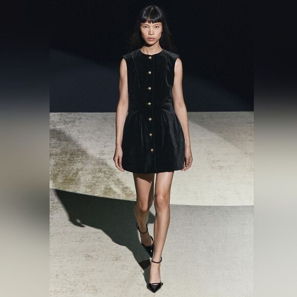 NWT ZARA Benla PEPLUM VELVETβDRESS ZW COLLECTION - Picture 8 of 15